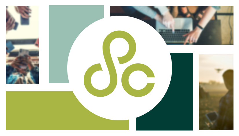 A collage of pictures depicting technology and data uses, with the DPC logo in the centre image.