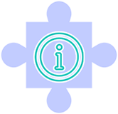 This image shows a puzzle piece with the symbol i in the middle