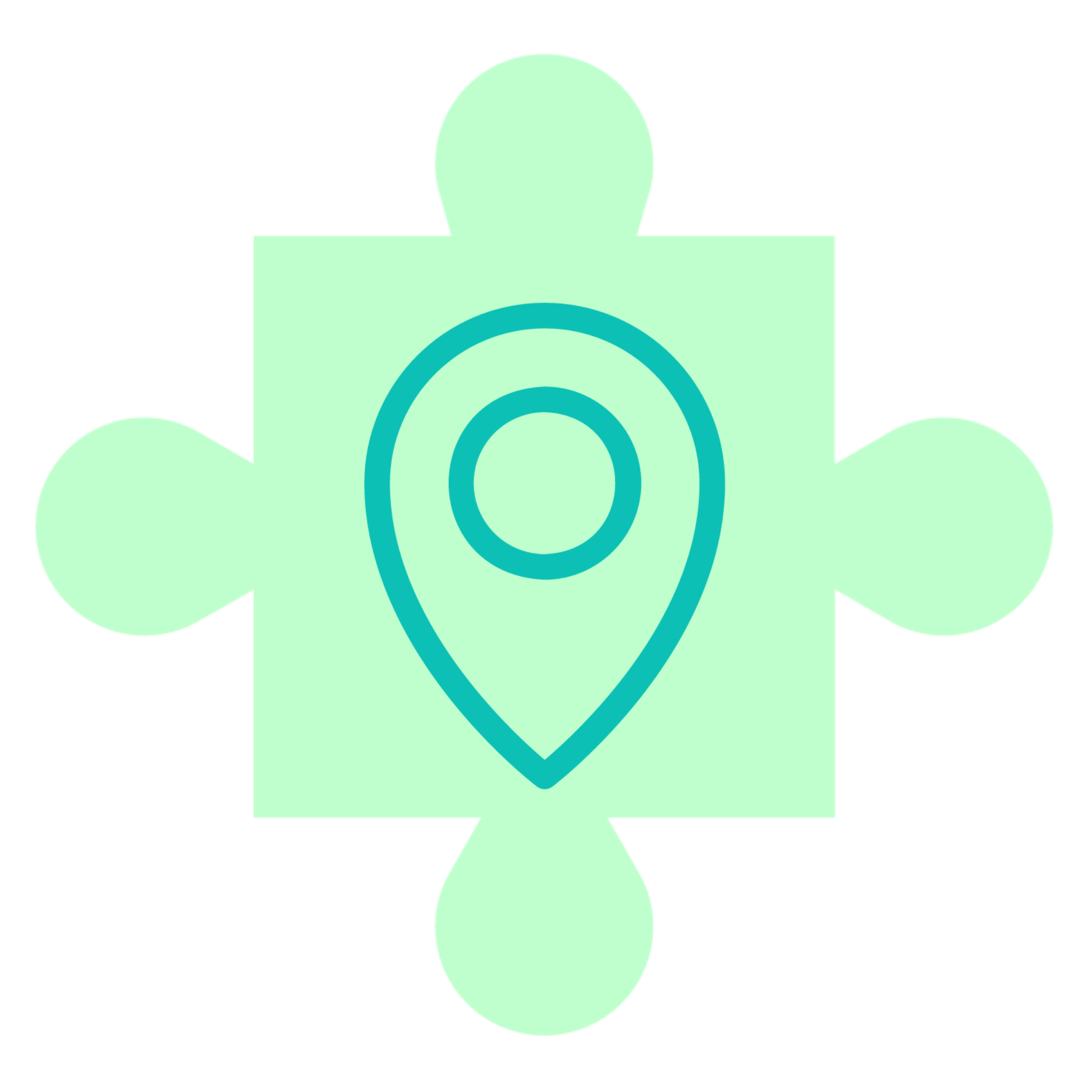 This image shows a puzzle piece with the location icon